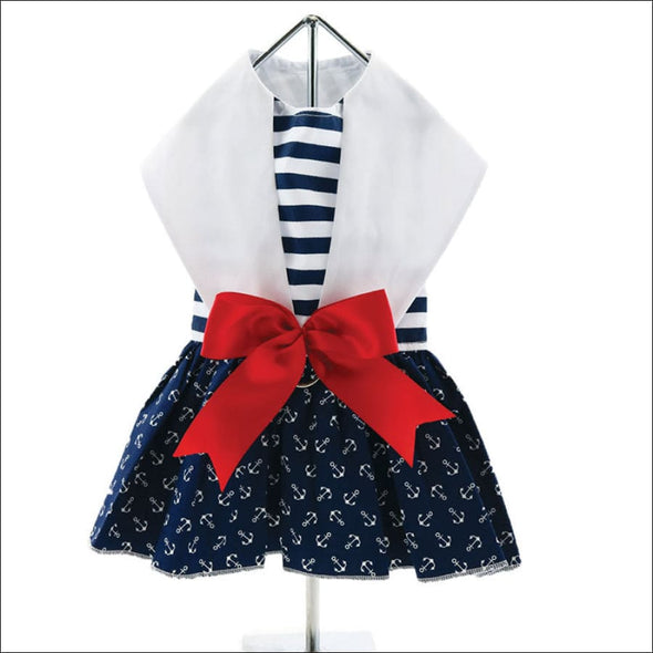NEW-Doggie Design Nautical Dress Dress w/ Leash & D-Ring - 