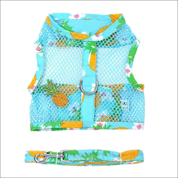 NEW-Doggie Design Pineapple Luau Cool Mesh Harness w/ Leash 