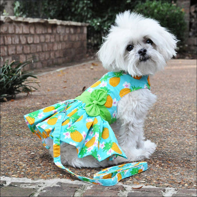 NEW Doggie Design Pineapple Luau Dress w/ Leash & D-Ring - 