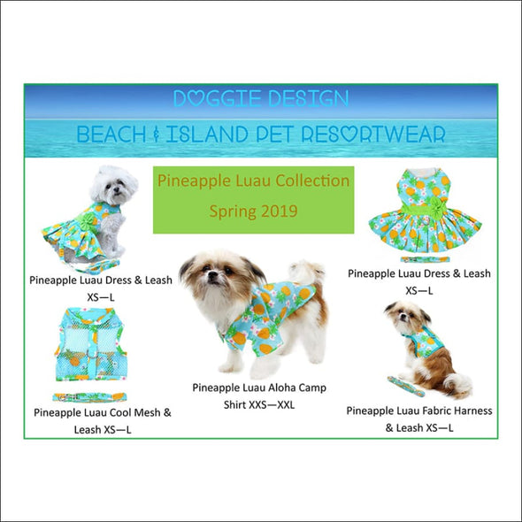 NEW Doggie Design Pineapple Luau Dress w/ Leash & D-Ring - 