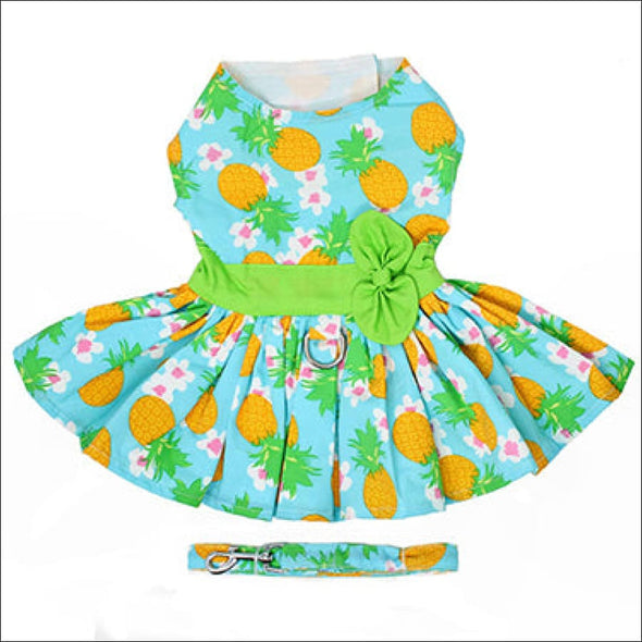 NEW Doggie Design Pineapple Luau Dress w/ Leash & D-Ring - 