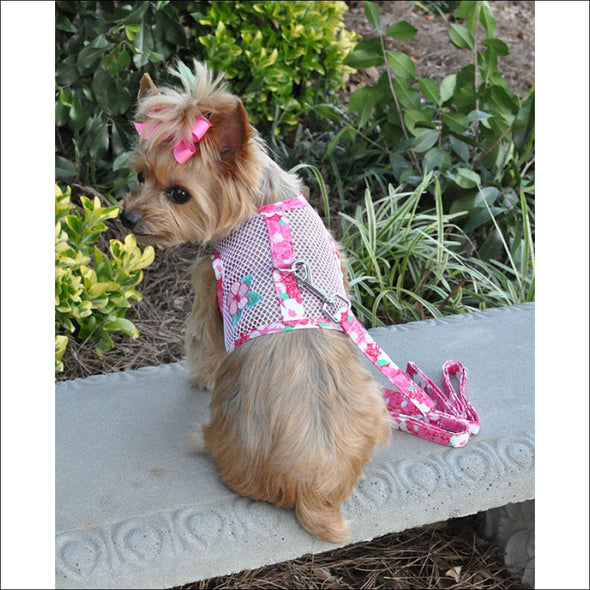 NEW-Doggie Design Pink & Green Hibiscus Flower Cool Mesh 