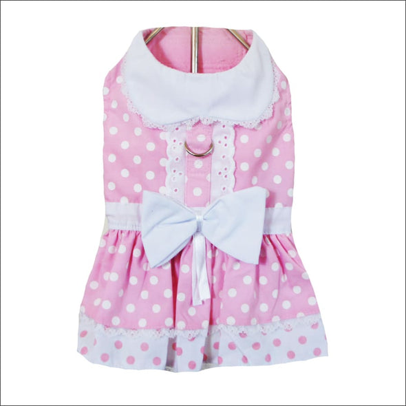 NEW-Doggie Design Pink Polka Dot and Lace Dog Dress Set with