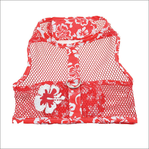 NEW-Doggie Design Red & White Hibiscus Flower Cool Mesh 