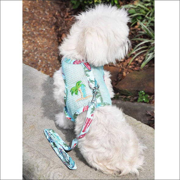 NEW-Doggie Design Surfboard and Palms Cool Mesh Harness w/ 