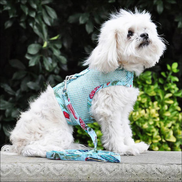 NEW-Doggie Design Surfboard and Palms Cool Mesh Harness w/ 