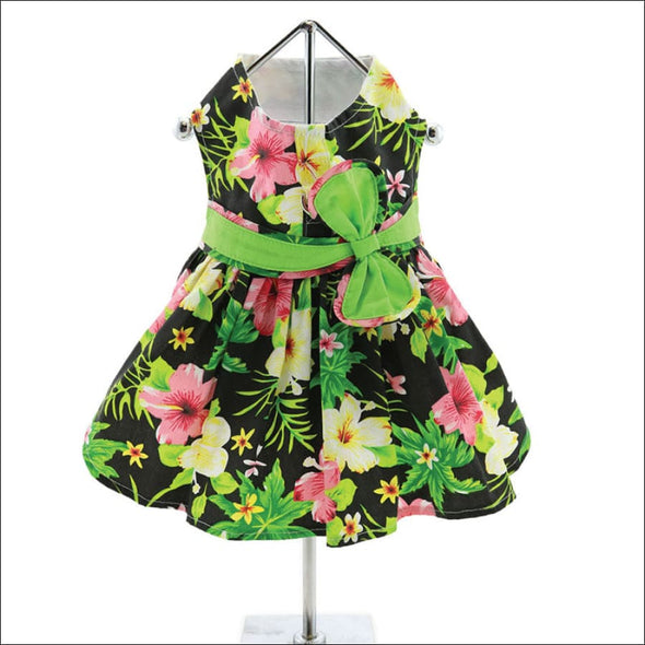 NEW-Doggie Design Twilight Black Hawaiian Hibiscus Dress w/ 