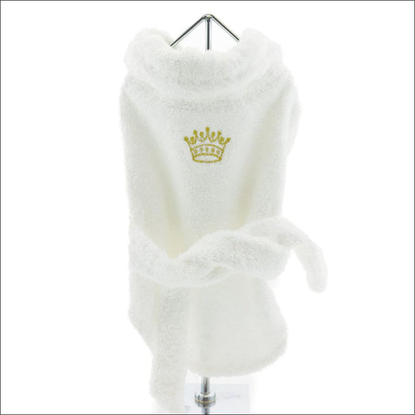 NEW-Doggie Design White Gold Crown Bathrobe 100% Combed 