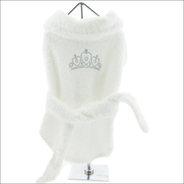 NEW-Doggie DesignWhite Silver Tiara Bathrobe 100% Soft 