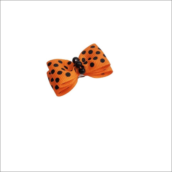 Orange with Black Polka Dots Dog Clips