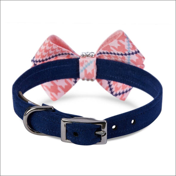 Peaches N’ Cream Glen Houndstooth Nouveau Bow Collar - 