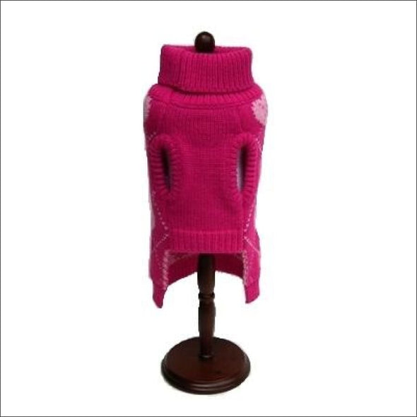 Pink Argyle Hearts Dog Sweater*