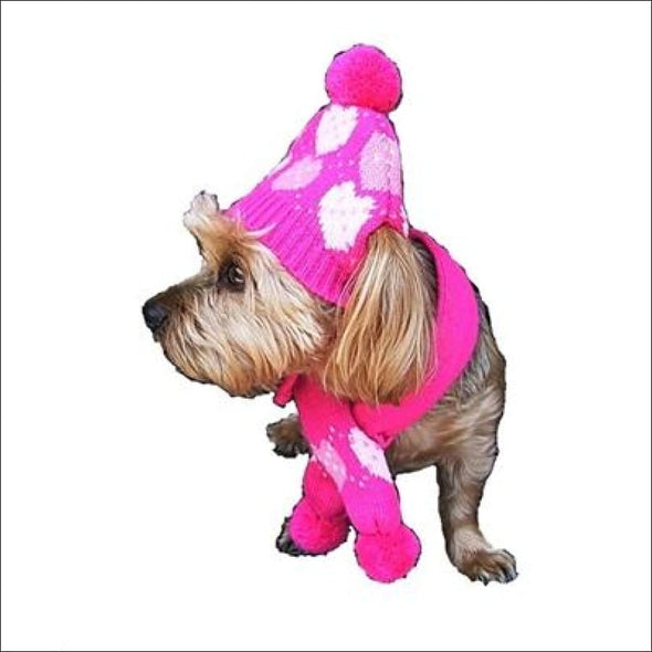 Pink Hearts Dog Hat/Scarf*