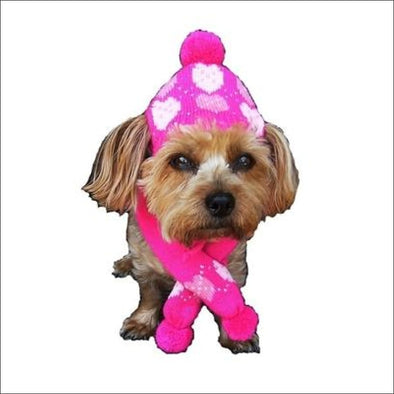 Pink Hearts Dog Hat/Scarf*