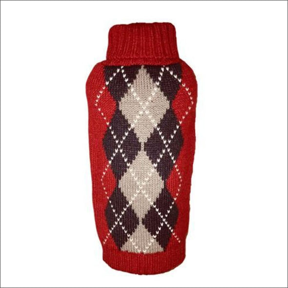 Red Argyle Dog Sweater*