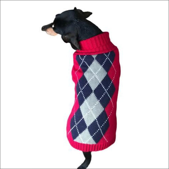 Red Argyle Dog Sweater*