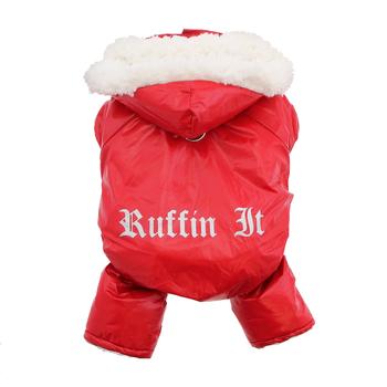 NEW-Doggie Design "Ruffin It" Red Snow Suit