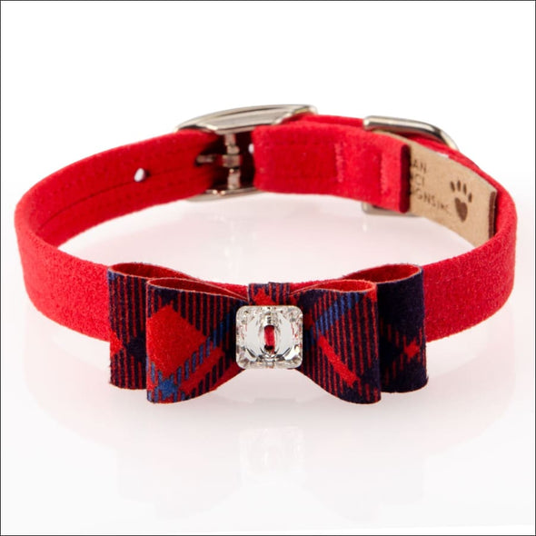 Scotty Big Bow Chestnut Plaid Collar - 5.5-7 Teacup / Red 