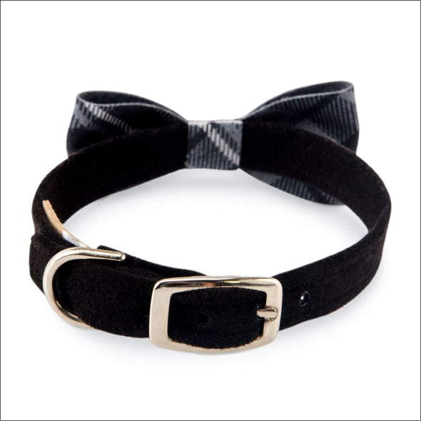 Scotty Bow Tie Collar Charcoal Plaid - Collars