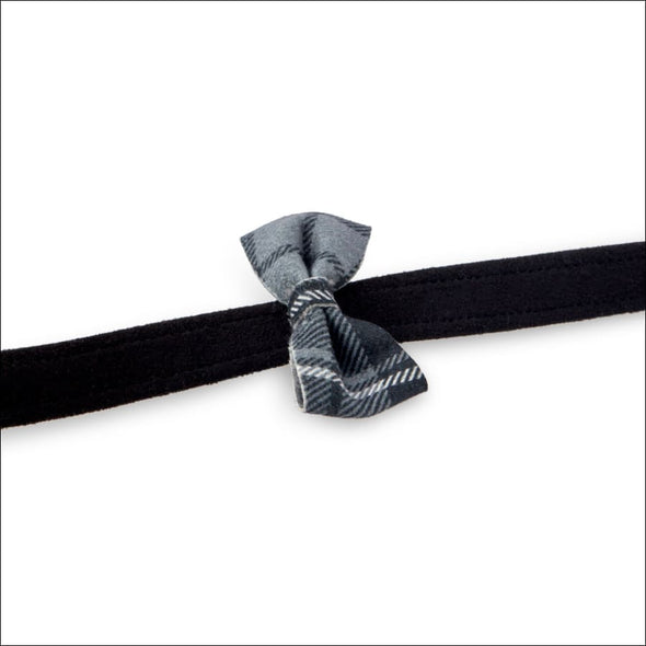 Scotty Leash Charcoal Plaid Bow Tie