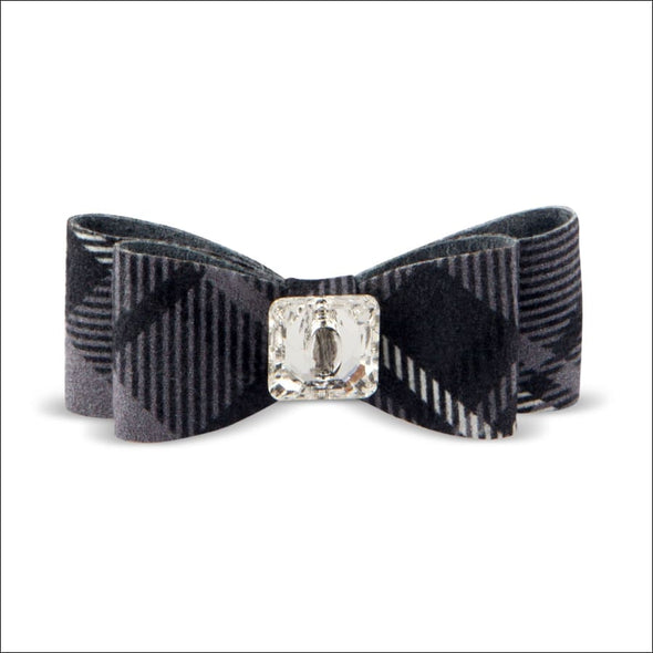 Scotty Single Big Bow Hair Bow - Charcoal Plaid / Teacup
