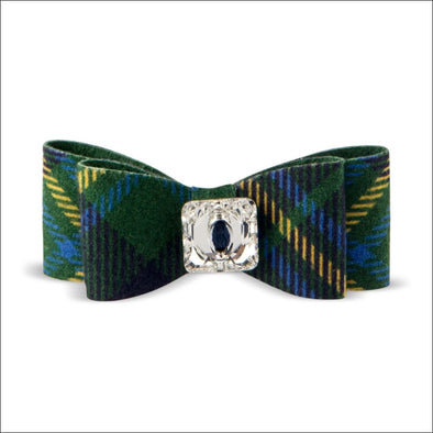Scotty Single Big Bow Hair Bow - Forest Plaid / Teacup