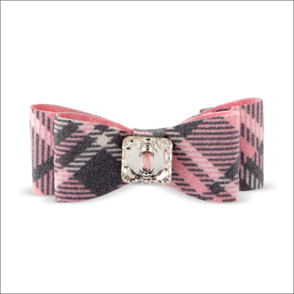 Scotty Single Big Bow Hair Bow - Puppy Pink Plaid / Teacup