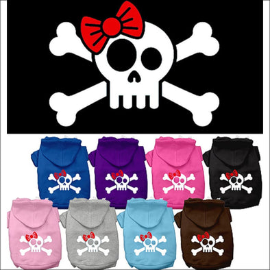 Skull and Crossbones Bow Screen Print Dog Hoodie