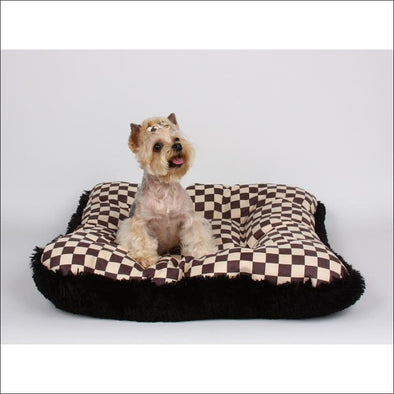 Square Windsor Big Check Bed with Black Shag - 1 Size - Beds