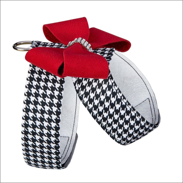 Black and White Houndstooth Red Nouveau Bow Tinkie Harness -