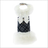 Scotty Charcoal Plaid Fur Coat - White Fox Fur with White 