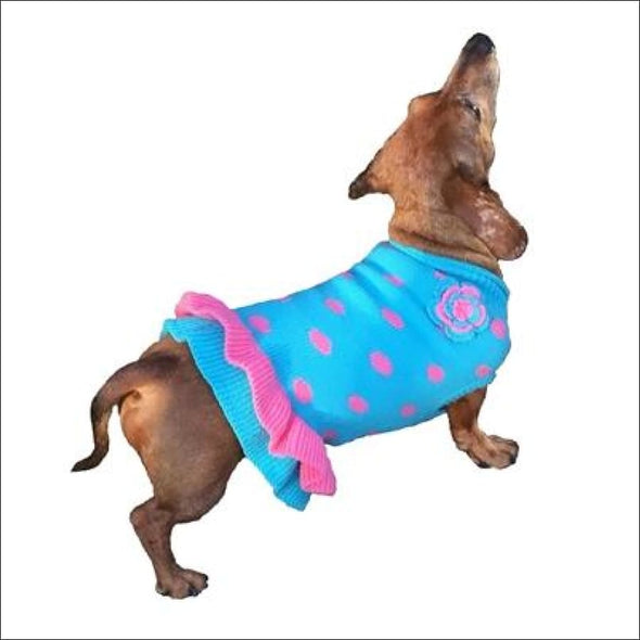 Turquoise/Pink Polka Dot Party Dog Dress*