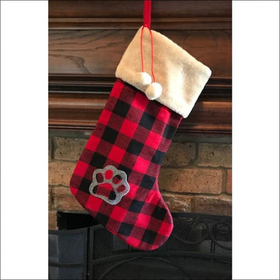 Watch Plaid Xmas Stockings with Paw & Pom Poms by Dallas 