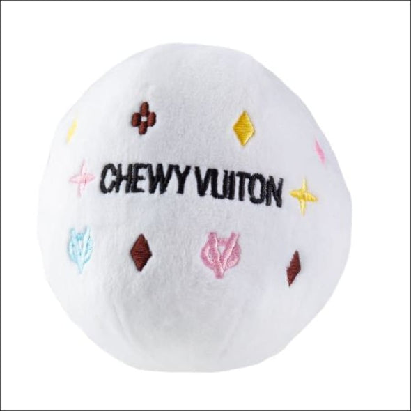 White Chewy Vuiton Ball By Haute Diggity Dog - Designer Dog 
