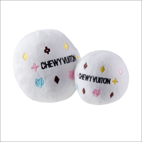 White Chewy Vuiton Ball By Haute Diggity Dog - Designer Dog 