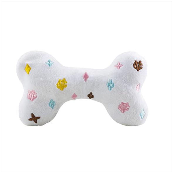 White Chewy Vuiton Bone Toy By Haute Diggity Dog - Designer 