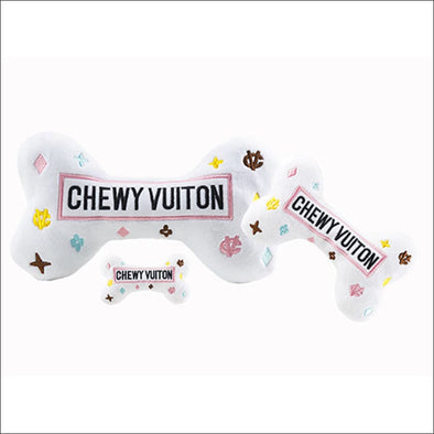 White Chewy Vuiton Bone Toy By Haute Diggity Dog - Designer 