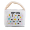 Large White Chewy Vuiton Handbag Dog Toy