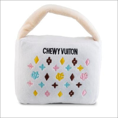 Large White Chewy Vuiton Handbag Dog Toy