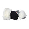 White Fur Coat with Classic Glen Houndstooth Nouveau Bow - 