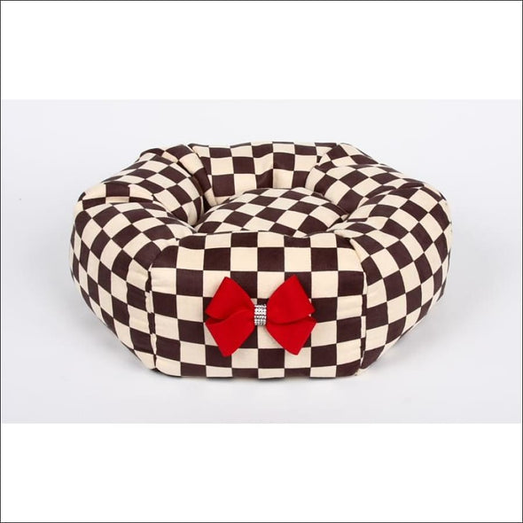 Windsor Check Bed with Red Nouveau Bow - X-Small - Approx. 