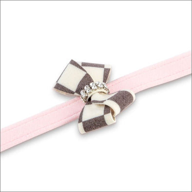 Windsor Check Nouveau Bow Leash - 4 FT / Puppy Pink