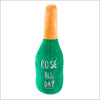 Woof Clicquot Rose’ Champagne Bottle Plush Dog Toy By Haute 