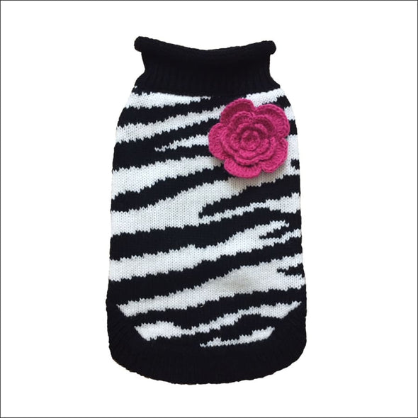 Zebra Fleur Rose by Dallas Dogs - Designer Sweater